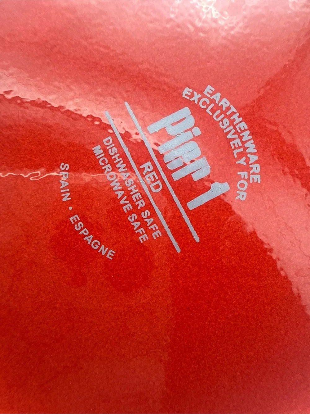 Earthenware Exclusively For Pier 1 Red Rimmed Salad Serving Bowl 10”x 5” Spain